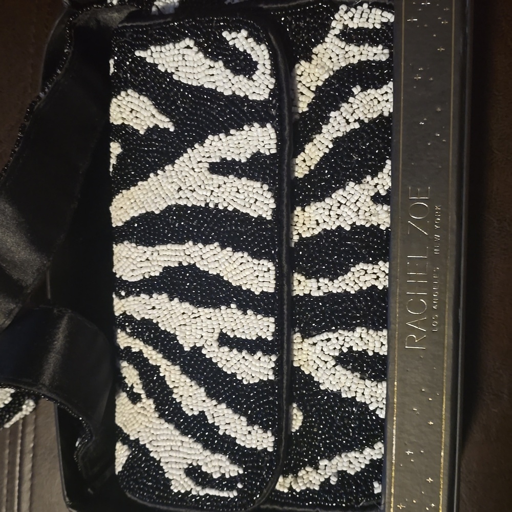Rachel Zoe Black and White Beaded Shoulder Bag